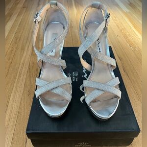 Mia Silver Sparkle Strappy Sandals